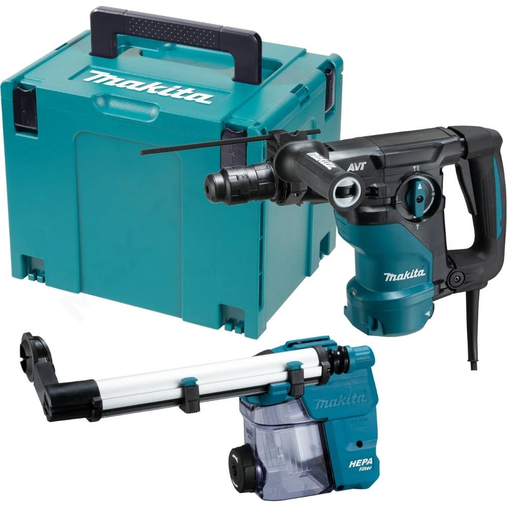 MAKITA SDS-PLUS 1050W GRĘŽIMO IR PRIVERIMO KJŪKAS 3.9J AVT LED + LAIKIKLIS + DX11 HR3012FCWJ