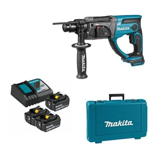 Makita DHR202 perforatorių komplektas su įkrovikliu ir baterijomis