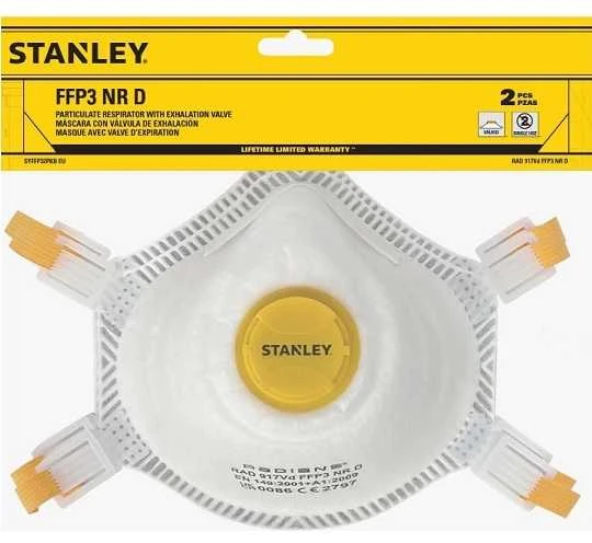 Stanley FFP3 respiratorius su geltonu vožtuvu