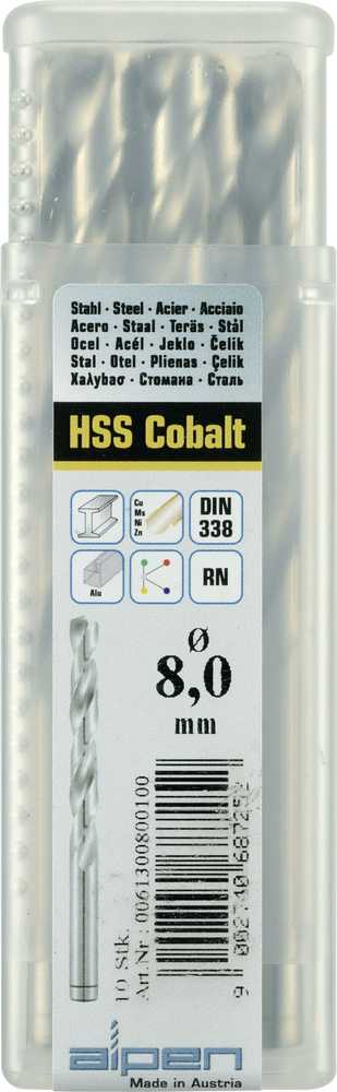metalinis grąžtas, kobaltas 4,8 mm, HSS-Co ALPEN [0061300480100]
