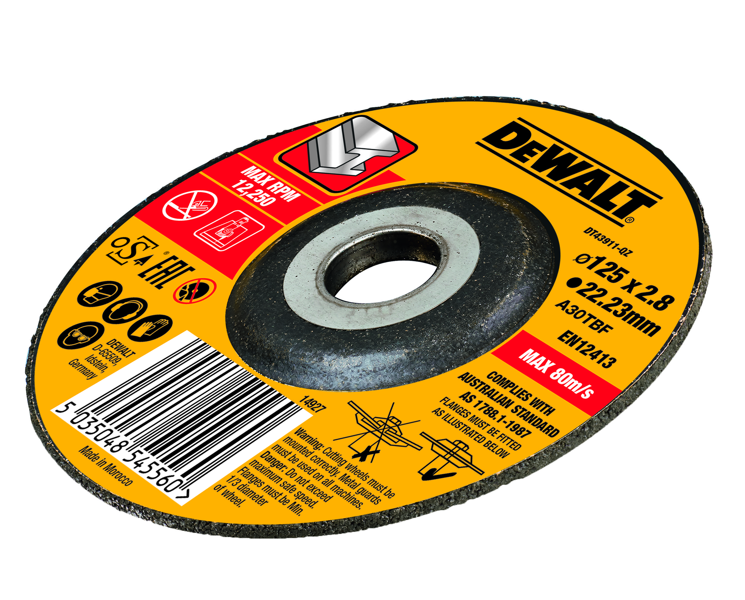 metalo pjovimo diskas 125 mm storis 2,8 mm DeWALT [DT43911-QZ]