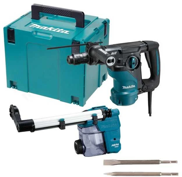 MAKITA SDS-PLUS 1050W GRĘŽIMO IR PRIVERIMO KJŪKAS 3.9J AVT LED + LAIKIKLIS + DX11 HR3012FCWJ