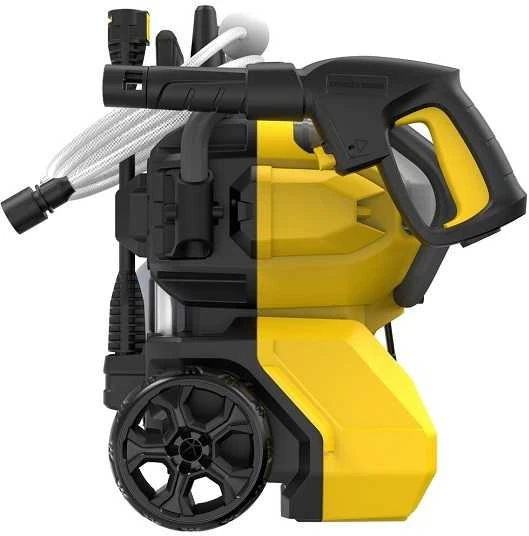 Stanley V20 akumuliatorinė plovykla – šoninis vaizdas su ratukais
