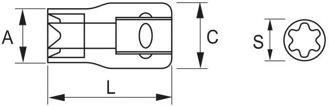 1/2 colio rankinė galvutė TORX galvutėms, E-16, Irimo [126-16-1]