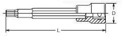 1/2" rankinis lizdas su šešiakampiu raktu 12/160 mm, Koken [4010M-160 12]