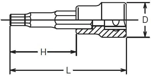 3/8" kvadratinė rankinė galvutė su šešiakampiu raktu, 5 x 100 mm, Koken [3010M-100 5]