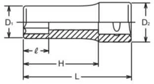 3/8" prailginta šešiakampė rankinė galvutė, 14 mm, Koken [3300M 14]