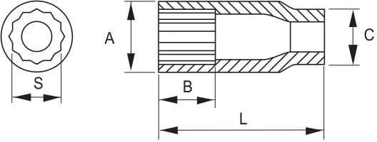 Prailginta dvylikakampė galvutė 24mm 1/2" Irimo blisteryje