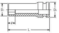 3/4" prailgintas smūginis lizdas M60 Koken [16300M 60]