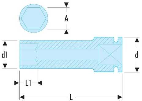 Smūginė sukimo galvutė Facom NS.19LA; 1/2''; 19 mm; 85 mm