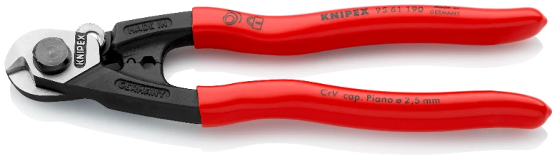Žnyplės kabeliams ir trosui Ø 6 mm, 10 mm², spyruoklė, Knipex