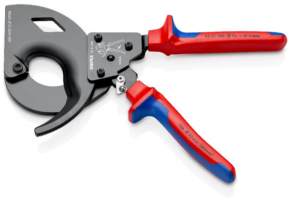 Wera Kabelių kirpimo terkšlinės žirklės Ø52mm/380mm², Knipex