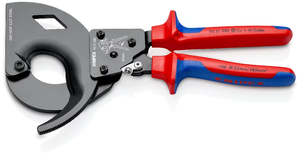 Wera Kabelių kirpimo terkšlinės žirklės Ø52mm/380mm², Knipex