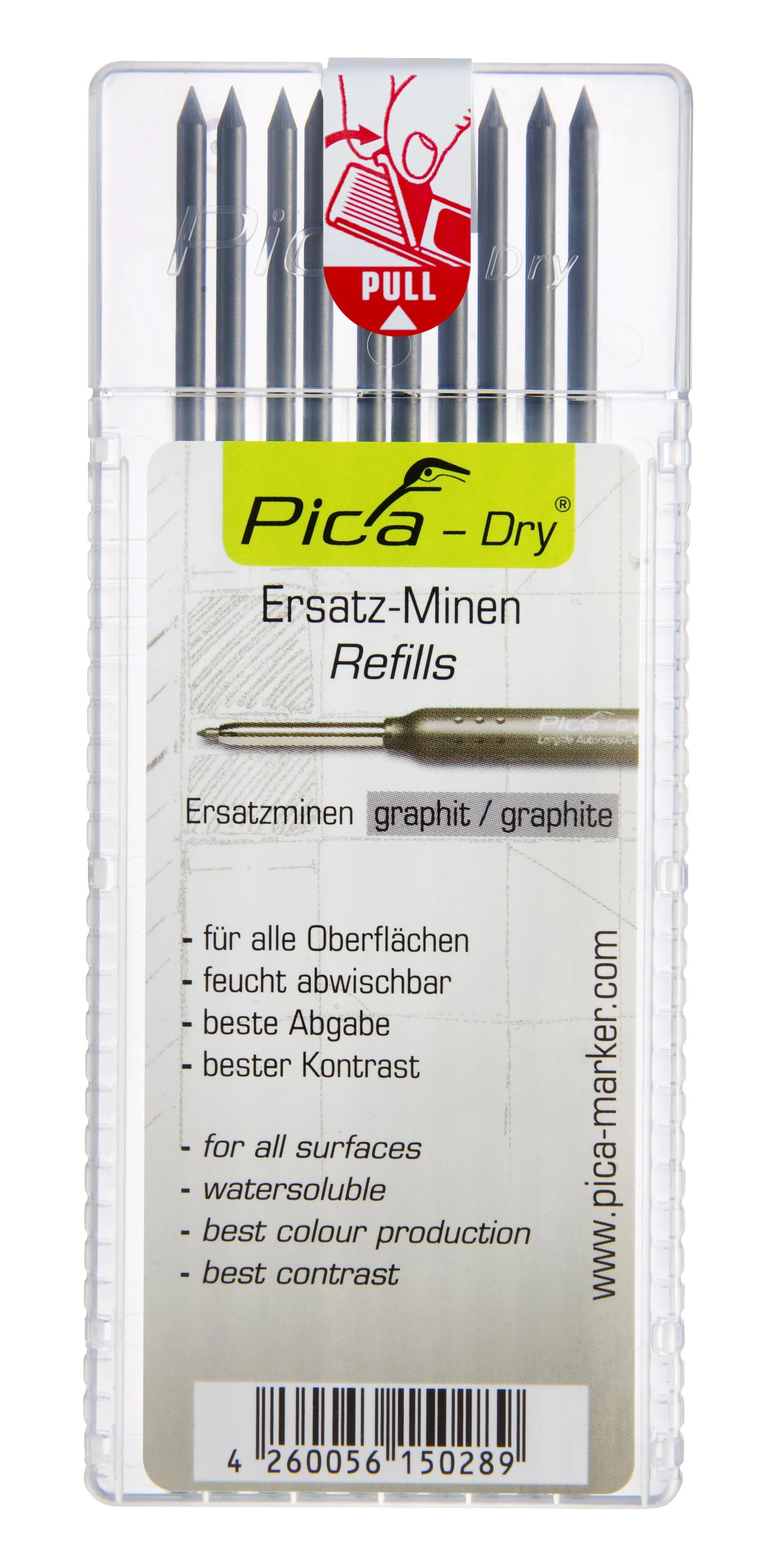 Pica Marker Pica Dry Refills, grafito spalvos (keičiamos šerdelės) 10 vnt.