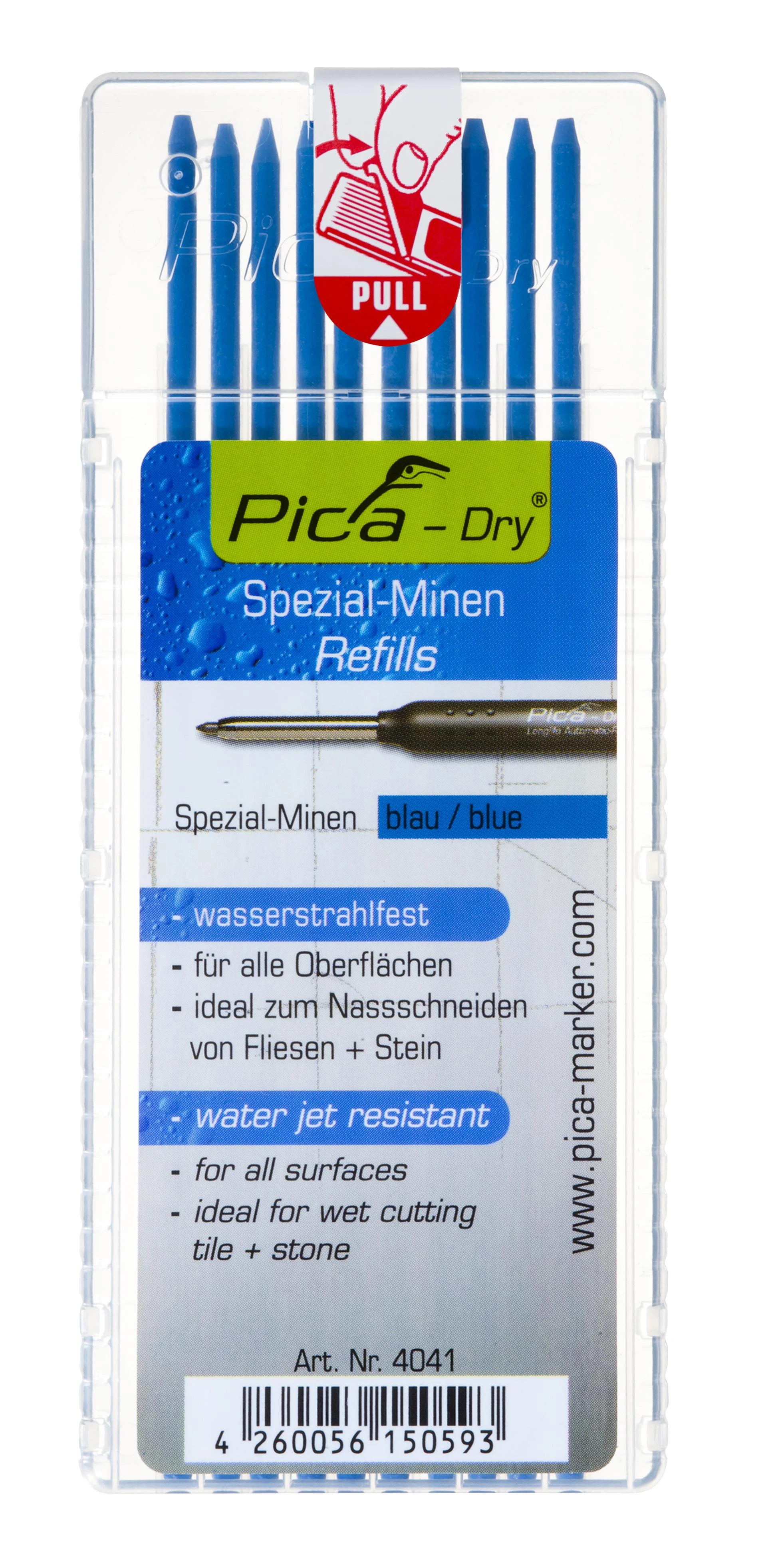 Grafitinės šerdys PICA 4041 mėlynos 2,8mm, 10vnt.