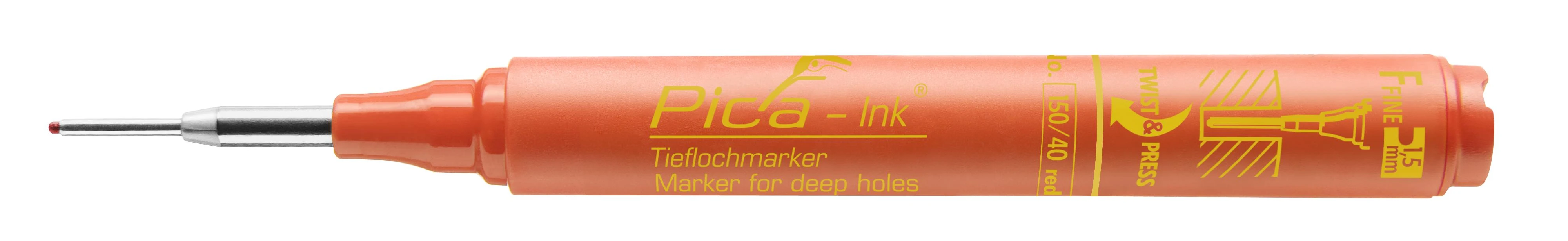 PICA ZNACZNIK DO GŁĘBOKICH OTWORÓW ATRAMENTOWY Raudonas