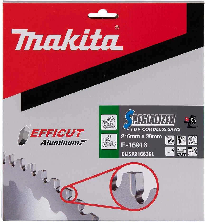Makita T.C.T. pjovimo diskai aliuminiui, 216 x 30 mm, 63T, EFFICUT E-16916