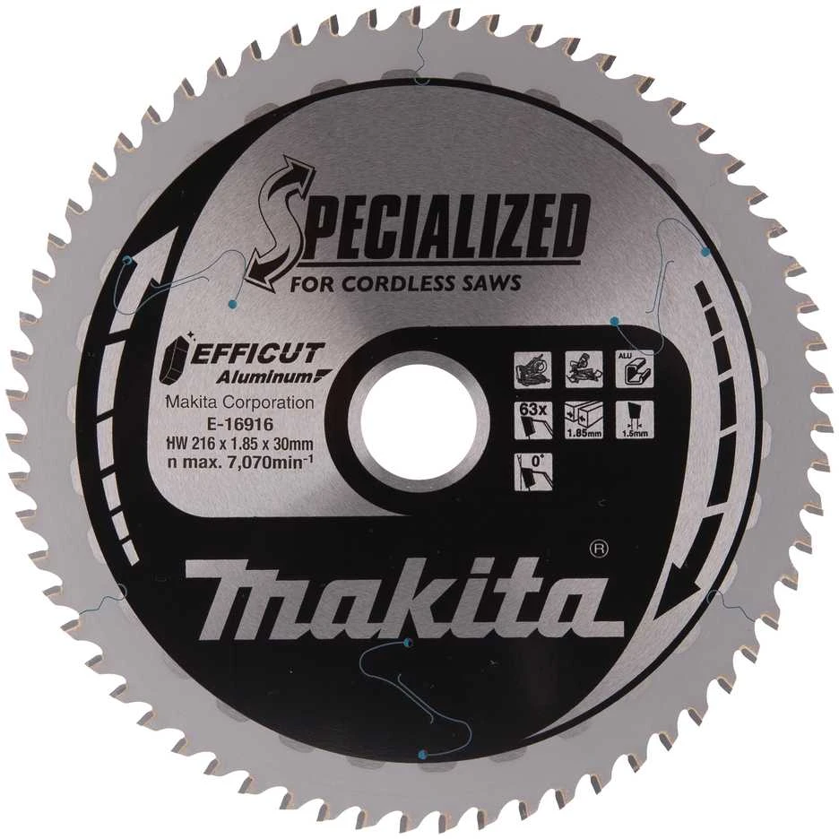Makita T.C.T. pjovimo diskai aliuminiui, 216 x 30 mm, 63T, EFFICUT E-16916