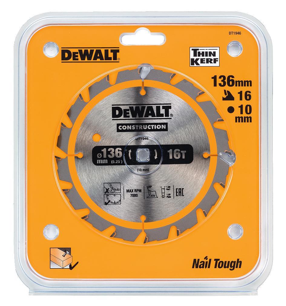 Pjovimo diskas DeWalt DT1946-QZ; 136x10 mm; Z16