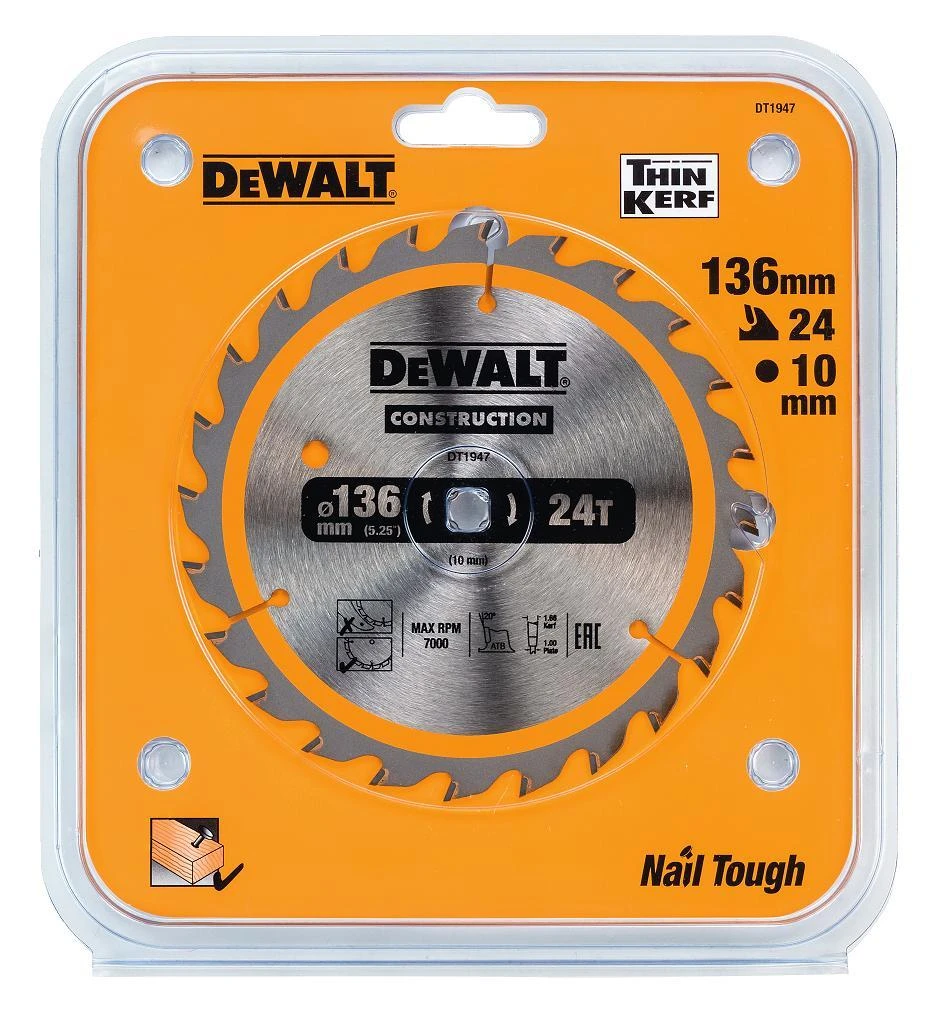 Pjovimo diskas DeWalt DT1947-QZ; 136x10 mm; Z24