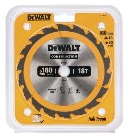 DEWALT DISKINIS PJŪKLAS 160x20mmx18z