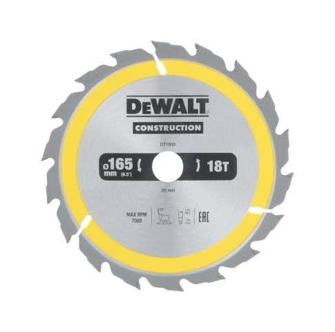 Pjovimo diskas DeWalt DT1933-QZ; 165x20 mm; Z18