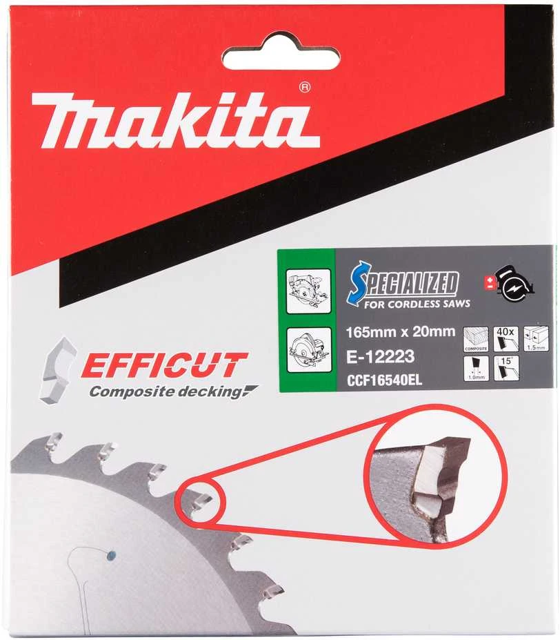 Makita T.C.T. pjūklas 165X1.5X20mm 15° T40 EFFICUT klijuotoms plokštėms E-12223