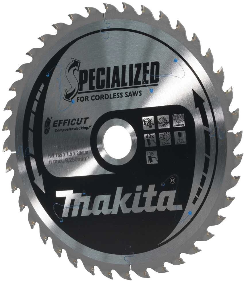 Makita T.C.T. pjūklas 165X1.5X20mm 15° T40 EFFICUT klijuotoms plokštėms E-12223