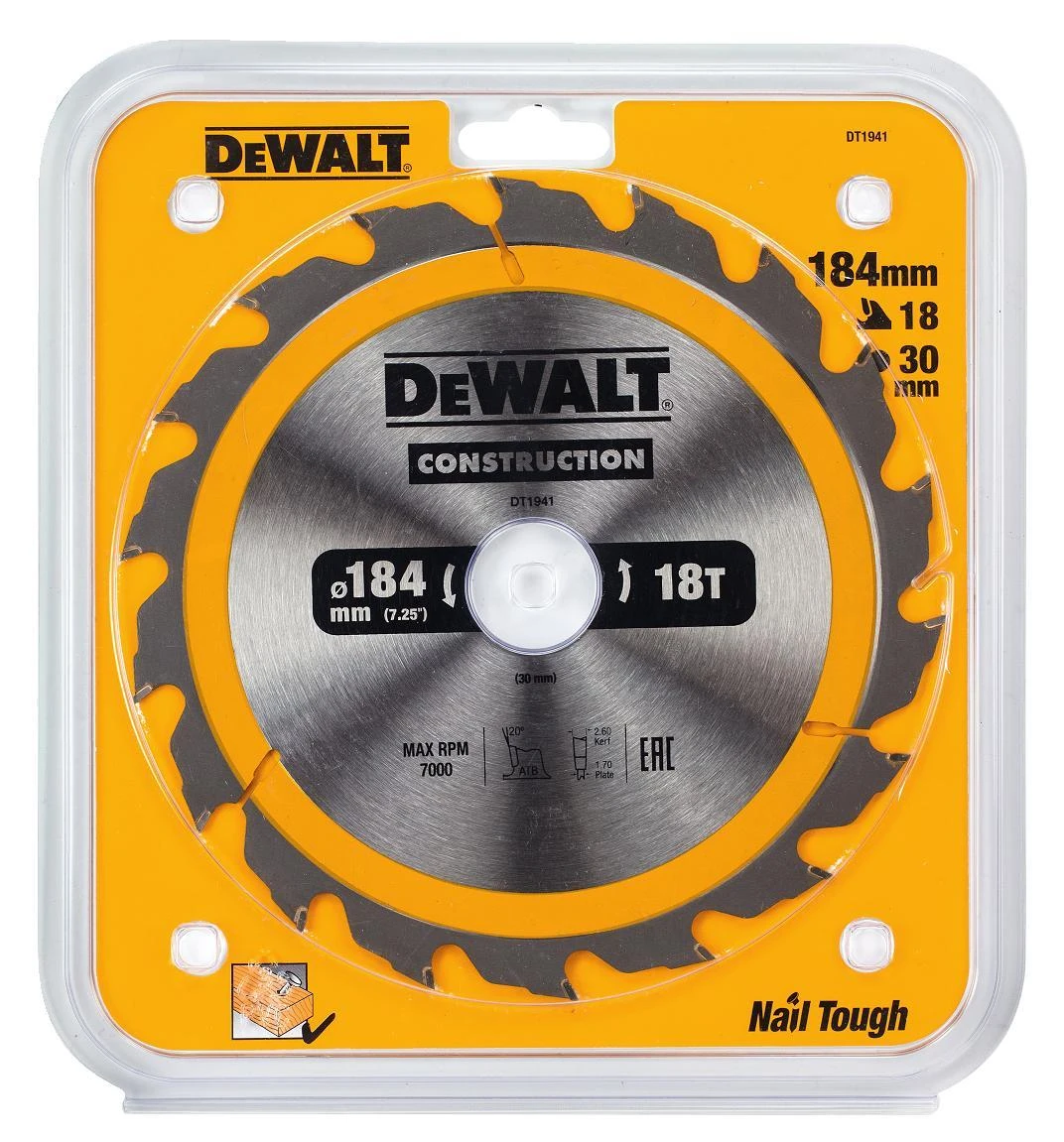 Pro Pjovimo diskas medienai DeWalt DT1941-QZ; 184x30 mm; 18T