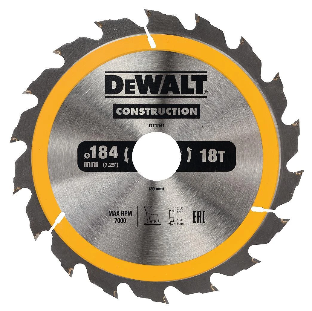 Pro Pjovimo diskas medienai DeWalt DT1941-QZ; 184x30 mm; 18T