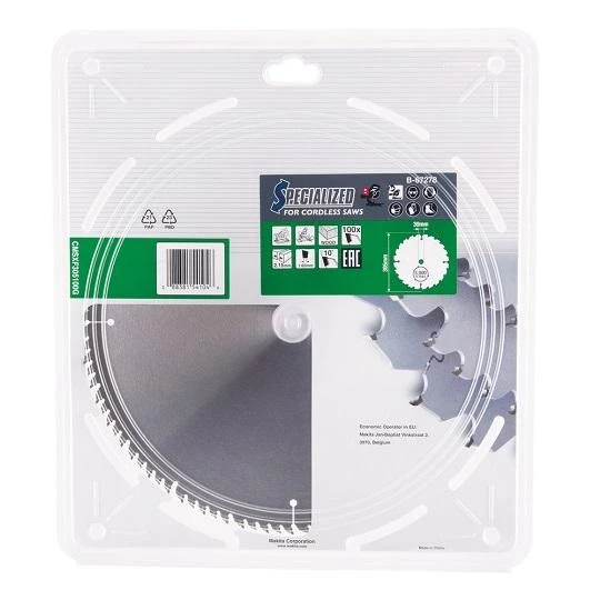 Makita T.C.T. pjūklas EFFICUT 305X2.15X30mm 10° T100 B-67278 T.C.T • 305 x30 mm • T100 • 10° • Medienai