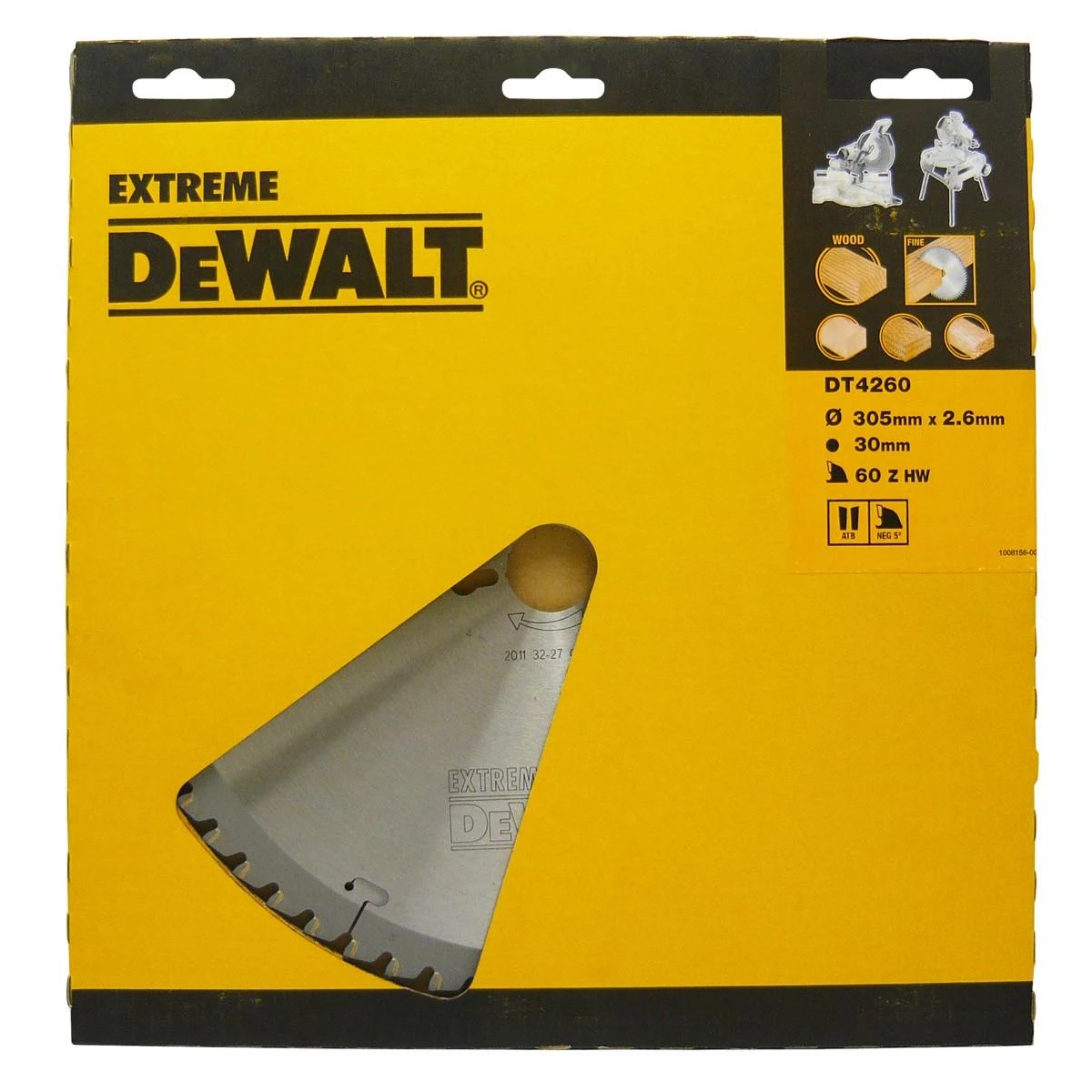 Pjovimo diskas medienai DeWalt; 305x2,6x30,0 mm; Z60; -5°