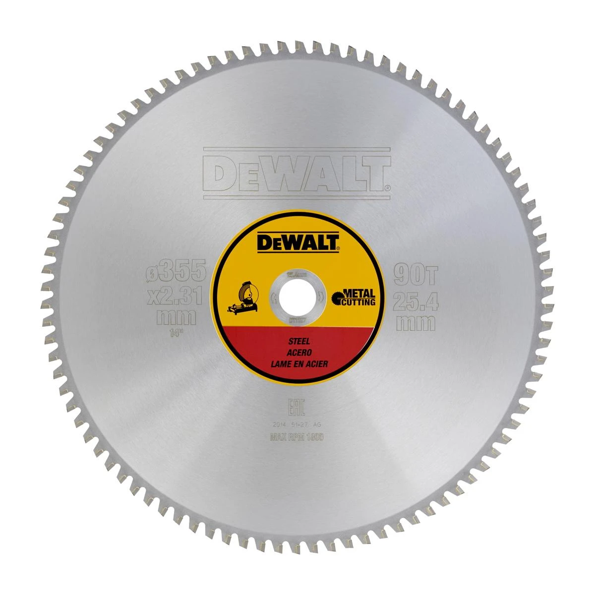 Pjovimo diskas metalui DeWalt; 355x2,31x25,4 mm; Z90; 1,5°