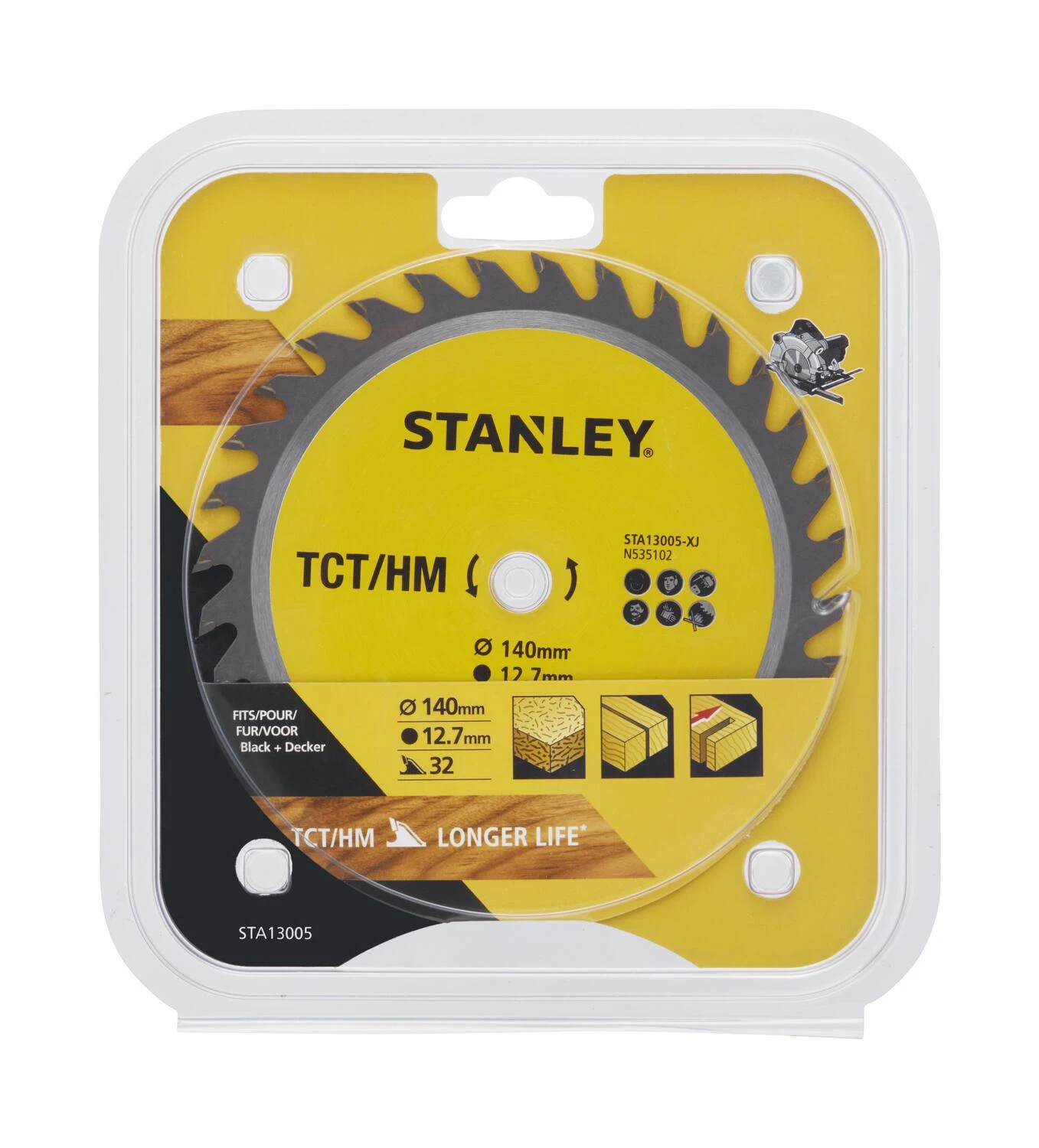 Stanley diskinis pjūklas su karbido antgaliu TCT / karbidinis diskinis pjūklas 140x12,7 mm 32 dantų STA13005