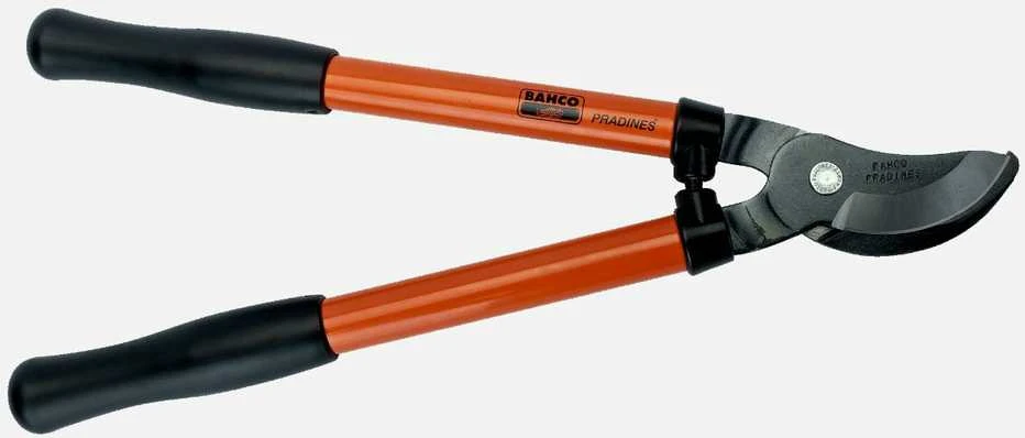 Bahco TRADITION serijos profesionalios šakų žirklės prasilenkiančiais ašmenimis. Guminiai amortizatoriai.L 450 mm. Kerpa iki 40 mm šakas. Yra keičiamų dalių