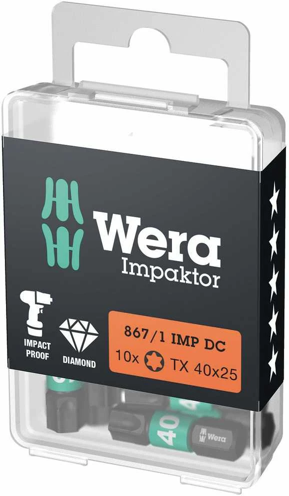 Atsuktuvo antgalis WERA 867/1 IMP DC Torx TX40 25mm, 10vnt.