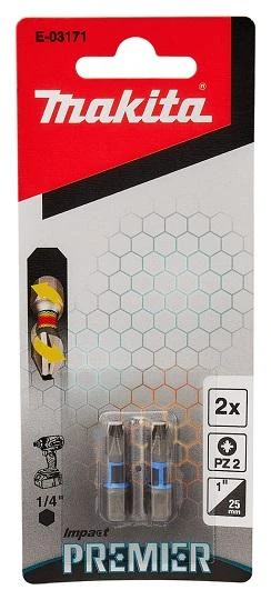 Makita Torsion sukimo antgalis (C-form), PZ2-25mm, 2vnt. Impact Premier E-03171 PZ2 • 25 mm • 1/4" • 2vnt
