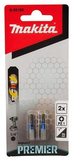 Makita Torsion sukimo antgalis (C-form), PZ1-25mm, 2vnt. Impact Premier E-03165 PZ1 • 25 mm • 1/4" • 2vnt