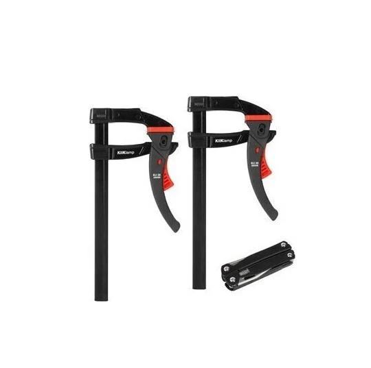 rinkinys: 2 x svirties spaustukai plienas KLI20, 200x80mm KliKlamp + Multitool, Bessey [KLI-SET-A] Juodas Edition
