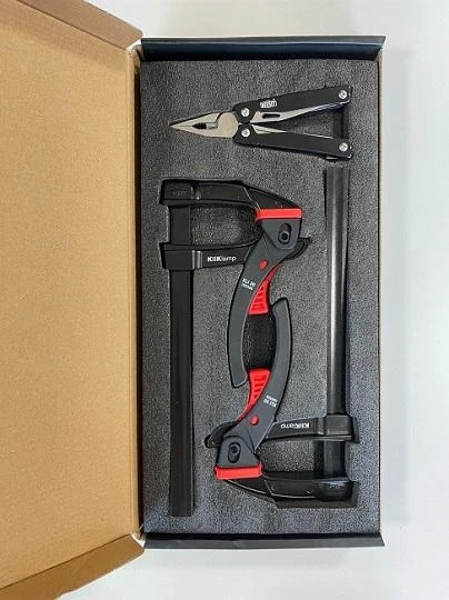 rinkinys: 2 x svirties spaustukai plienas KLI20, 200x80mm KliKlamp + Multitool, Bessey [KLI-SET-A] Juodas Edition
