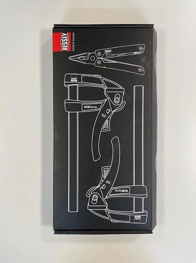 rinkinys: 2 x svirties spaustukai plienas KLI20, 200x80mm KliKlamp + Multitool, Bessey [KLI-SET-A] Juodas Edition
