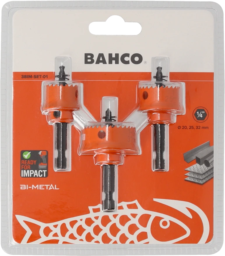 Rinkinys 3 otwornic bimetalicznych do metalu 20 25 i 32mm BAHCO [38IM-SET-01]