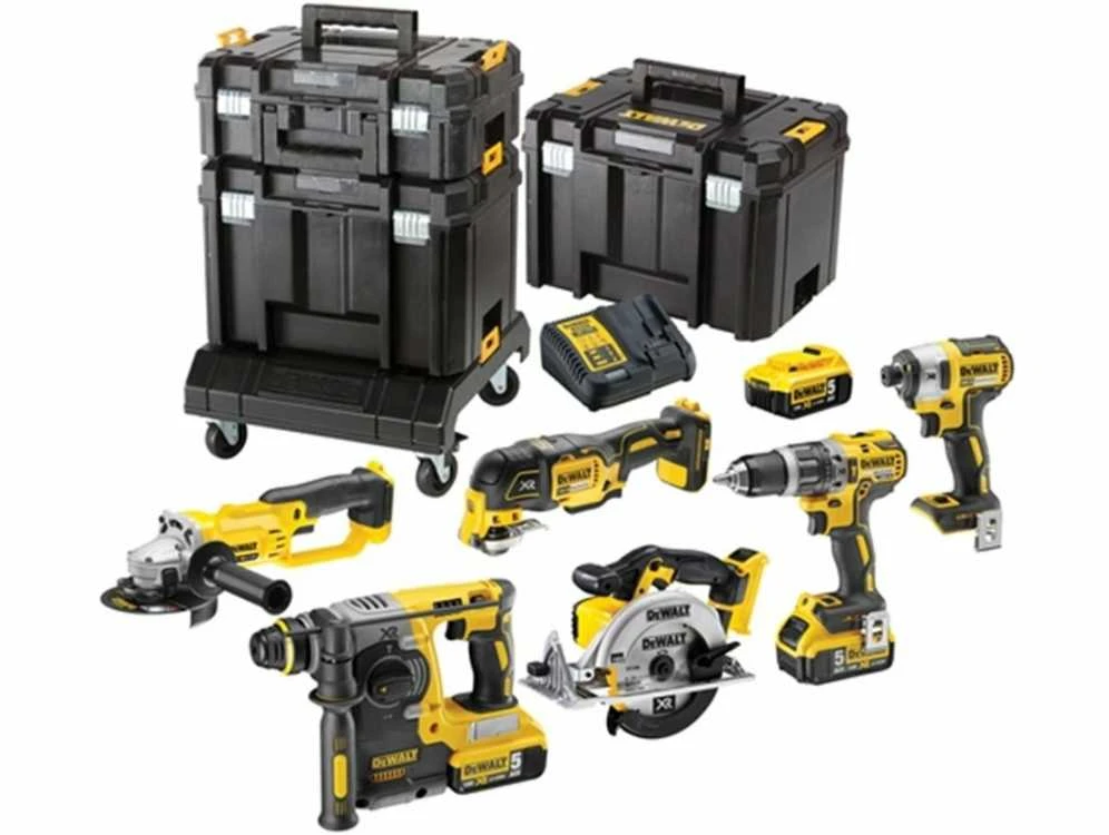 Įrankių rinkinys Dewalt DCK654P3T (DCD796 + DCF887 + DCG412 + DCS355 + DCS391 + DCB273); 18 V; 3x5,0 Ah akum.