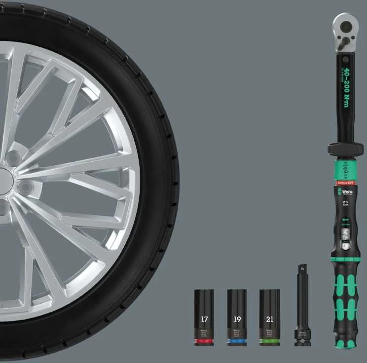 Wera Click-Torque C 3 automobilio ratų keitimo rinkinys, 1/2 colio, sukimo momentas 40–200 Nm