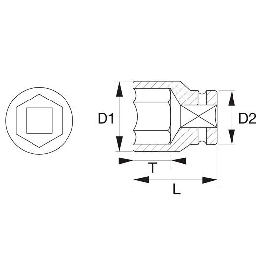 3/8 colio šešiakampė rankinė galvutė 17 mm galvutėms, Bahco [SB7400SM-17]
