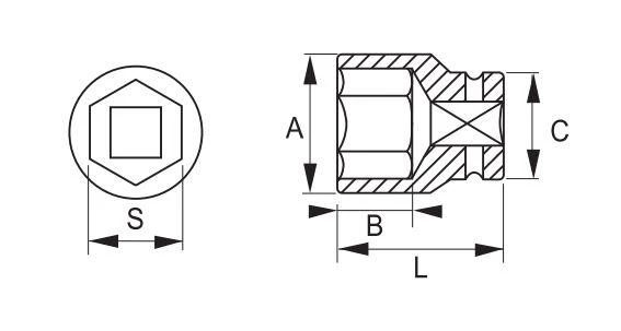 Šešiakampė galvutė 32mm 3/4" Irimo
