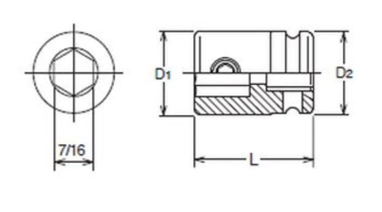 smūginis adapteris nuo 3/8" iki 7/16" bitai, Koken [13134]