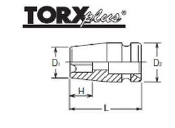 smūginis lizdas 1/2" kvadratiniam, TORXplus vidinis tvirtinimas 14EPL, Koken [14425 14EPL]