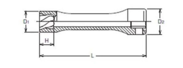 Smūginis lizdas, išplečiamas, sukamas, kvadratinis 3/8" dydžio 12 mm, Koken [3128-80 12]