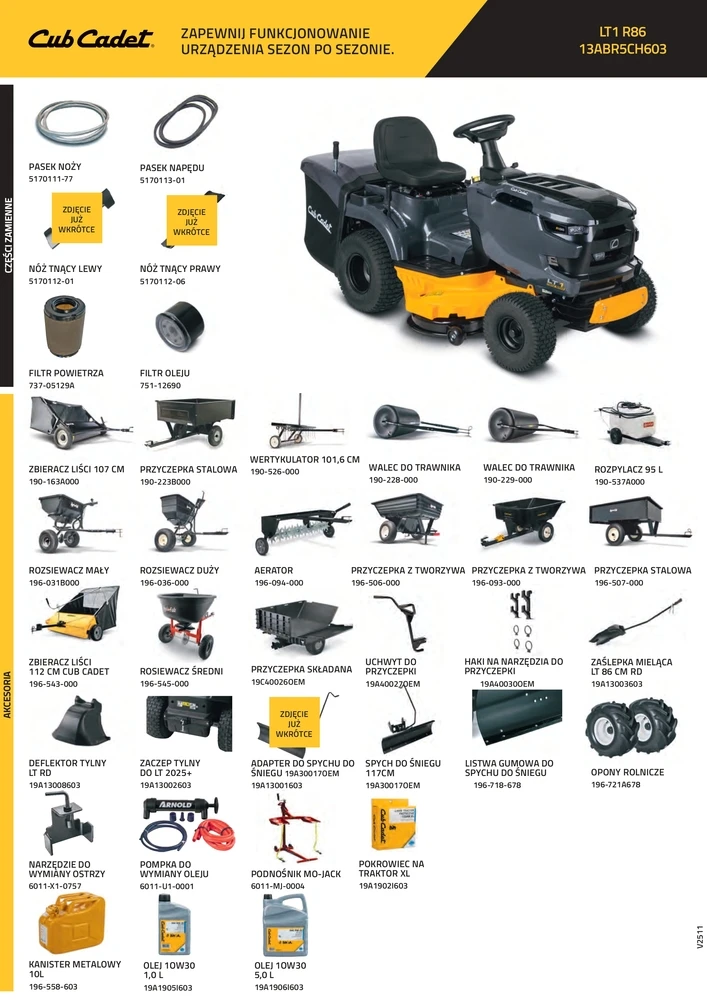 spalinowy traktorek sodo, vejapjovė, pjovimo plotis 86cm, LT1 R86, Cub Cadet [13ABR5CH603]